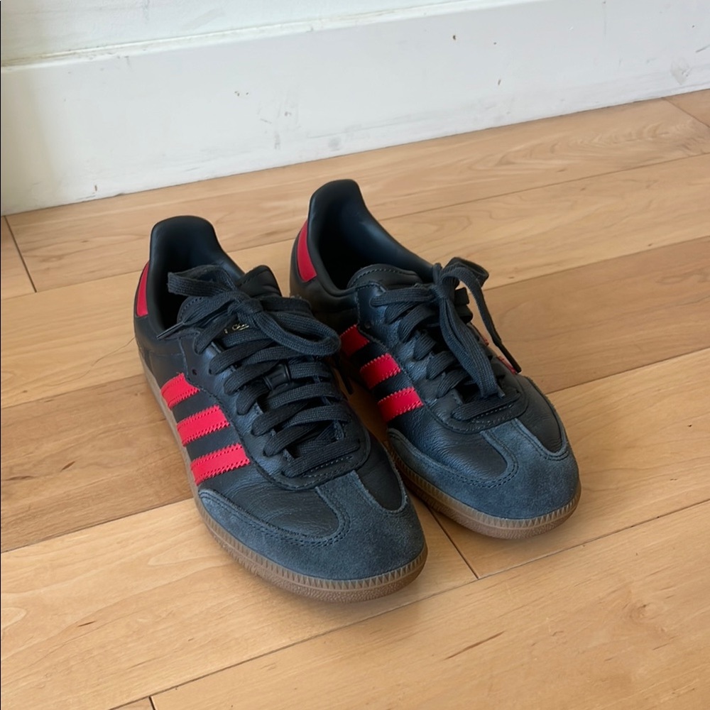 Adidas Sambas (Blue and Red OG Carbon Scarlet)